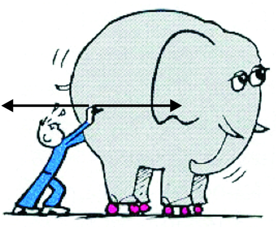 παιδί σπρώχνει ελέφαντα
